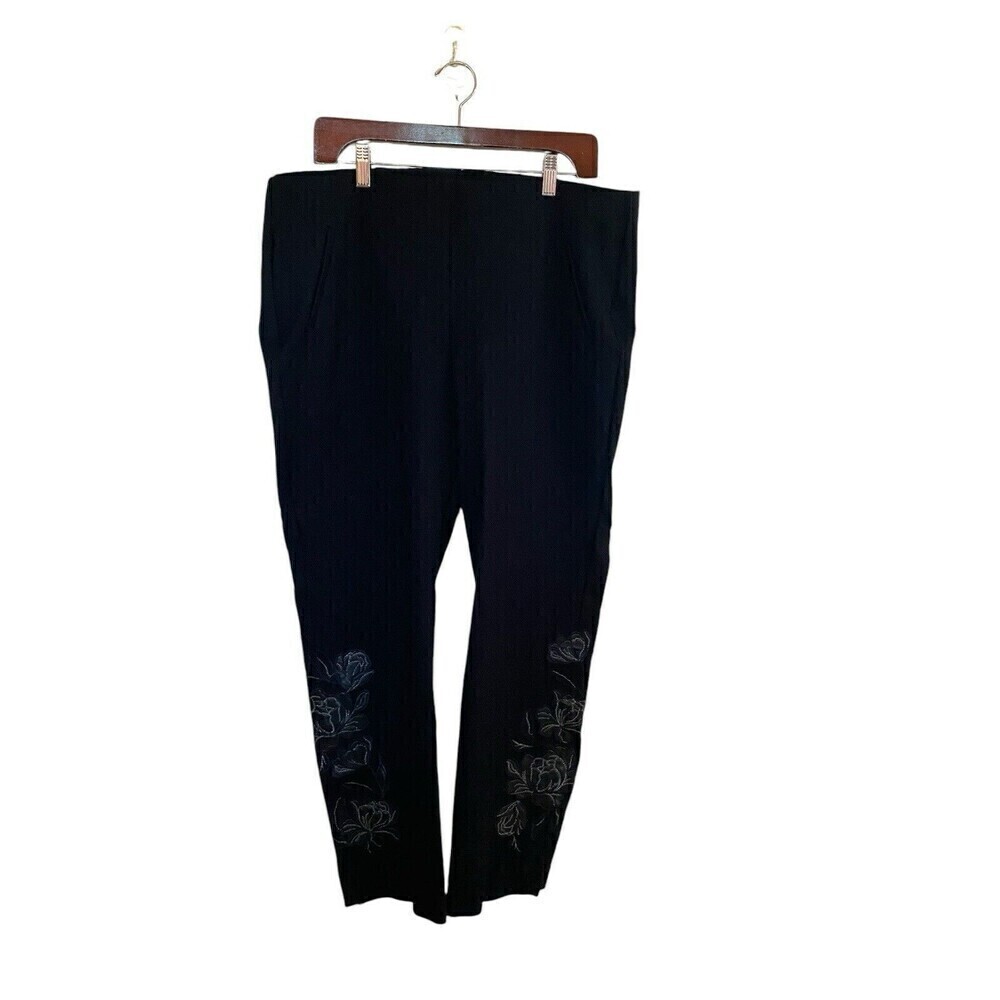 CHICO'S Black Dress Pants W/ Flowers On The Side Sz.3=16
